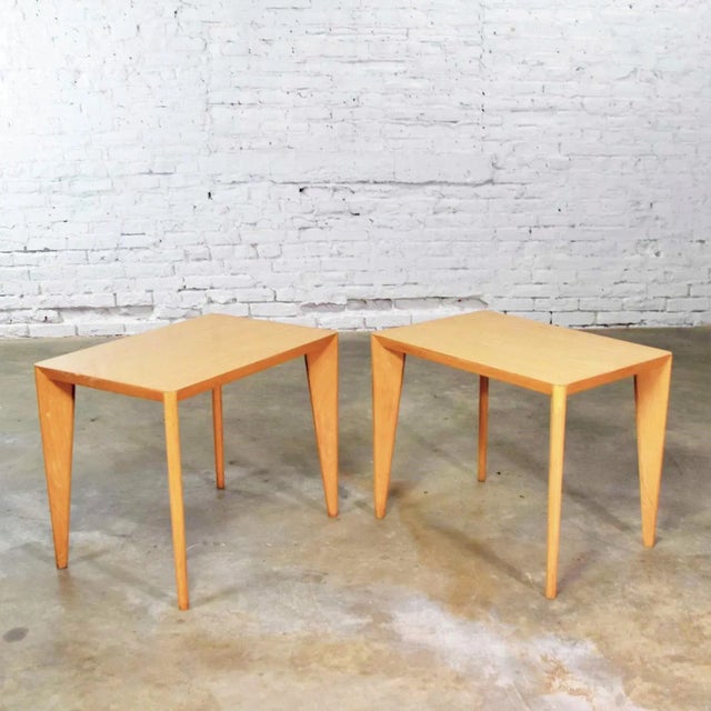 Mid Century Modern Side Tables or End Tables Blonde With Laminate Tops a Pair For Sale - Image 13 of 13