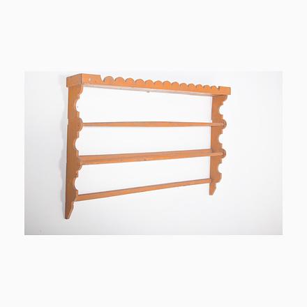 Rustic Portuguese Yellow Wooden Plate Rack, 1950 For Sale - Image 9 of 9