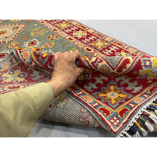 Gray and Red Tribal Wool Runner Rug With Geometric Medallions, 2'11" X 9'10" For Sale - Image 15 of 16