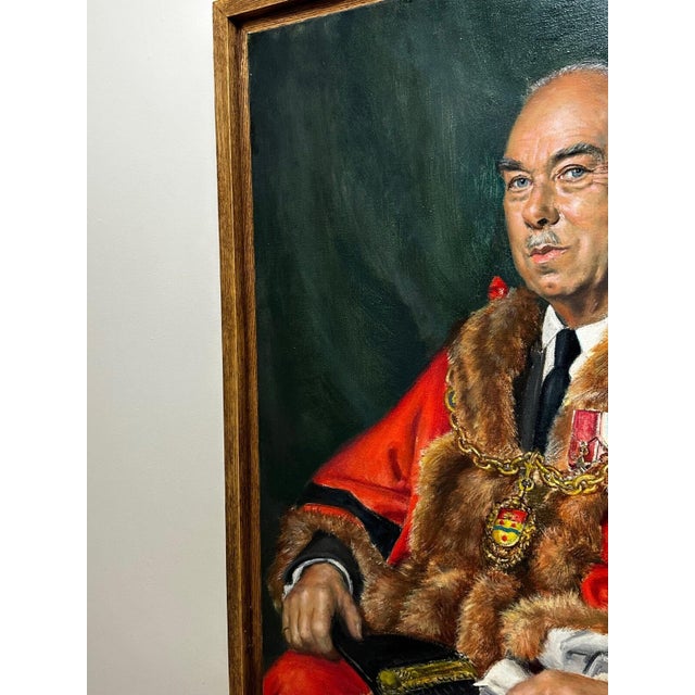 Signed Bernard Hailstone Dated 1957 Mayor of Maidstone British Civic Oil Portrait Scarlet Red Robes For Sale - Image 10 of 18