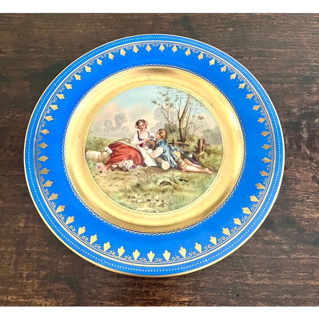 Antique Royal Vienna Porcelain 10.5" Cabinet Plate by H. Seele — "Arcadian Scenery" For Sale - Image 4 of 10