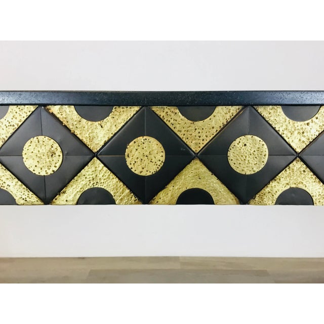 2020s Global Views Modern Black and Gold Metal Marquetry Console Table For Sale - Image 5 of 7