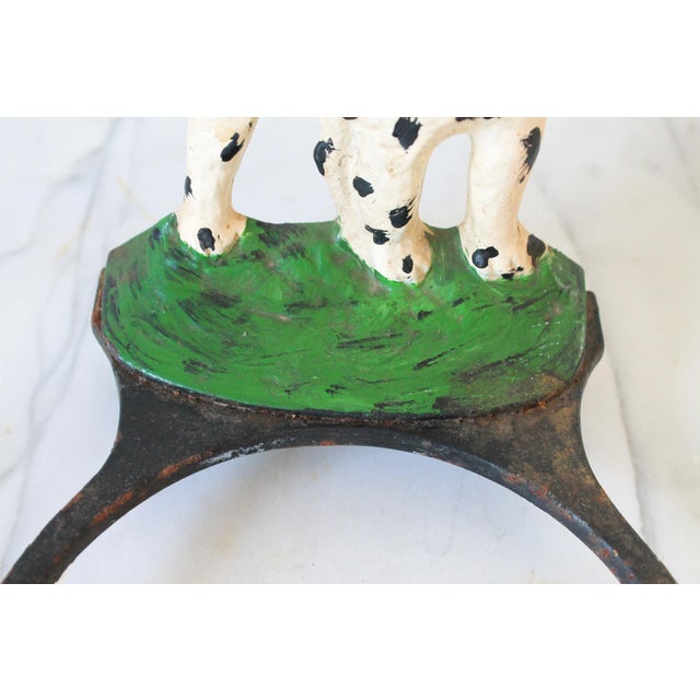 Pair of Vintage Cast Iron Dalmatian Dog Food & Water Bowl Holders For Sale In Milwaukee - Image 6 of 13