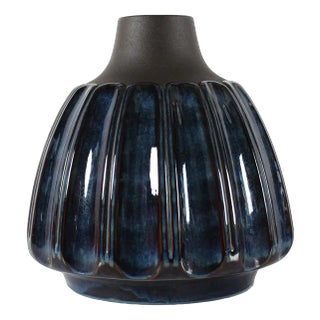 Large Danish Floor Vase with Blue Glossy Glaze by Einar Johansen for Søholm, 1960s For Sale