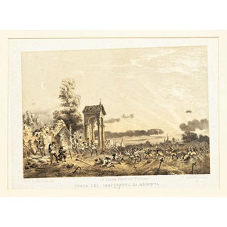 Defense of the Cemetery in Magenta - Original Lithograph by Carlo Perrin - 1860 1860 For Sale