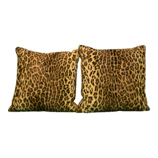 Late 20th Century Leopard Print Fleece Pillows Provenance: The Susie Hilfiger Collection- Set of 2 For Sale