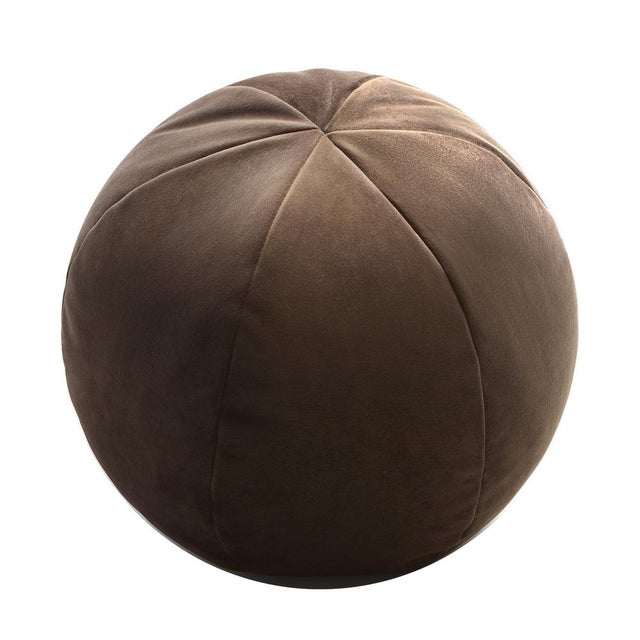 Velvet Ball Cushion in Brown by Lo Decor For Sale - Image 4 of 4