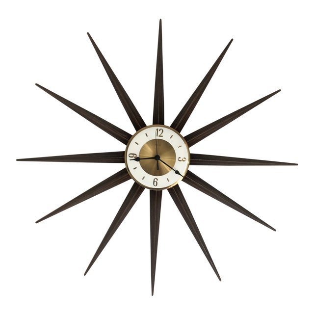 1950s Vintage Welby Starburst Wall Clock Chairish