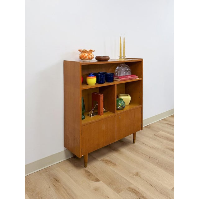 Brown MCM Bookshelf Storage Cabinet Combo Vintage Mid-Century Modern Wood Bookshelf For Sale - Image 8 of 10