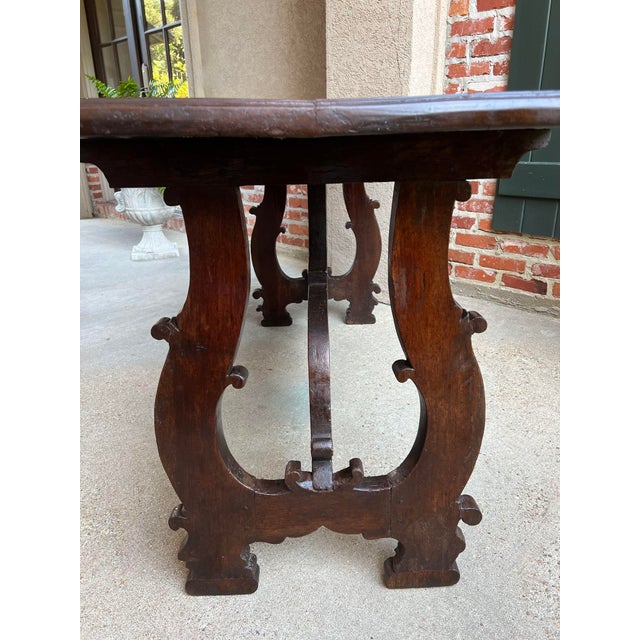 Antique Italian Trestle Dining Table Desk Walnut 5 Ft Console Table Circa1800 For Sale - Image 11 of 12