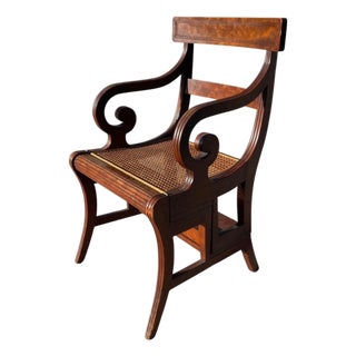 Regency Style Metamorphic Cane Seat Library Chair, Steps, by Bittner, Louisville For Sale