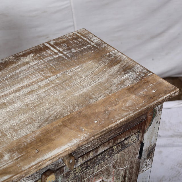 Indian Nightstand Made From Antique Indian Teakwood Architectural Elements For Sale - Image 3 of 8