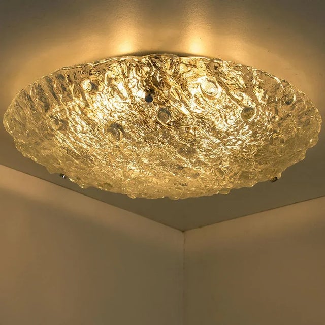 Gold Textured Wave Glass Flush Mount from Kaiser Leuchten, 1970s For Sale - Image 12 of 16