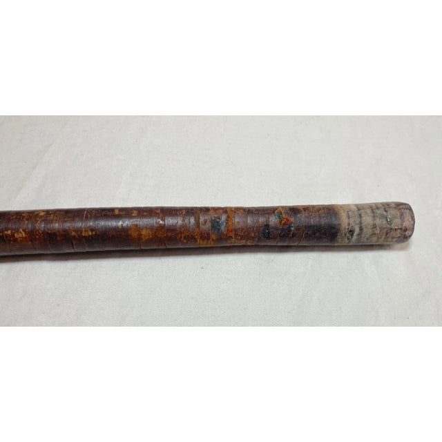 Antique 19th Century Handmade Segmented Brown Leather Walking Stick Cane For Sale - Image 11 of 11