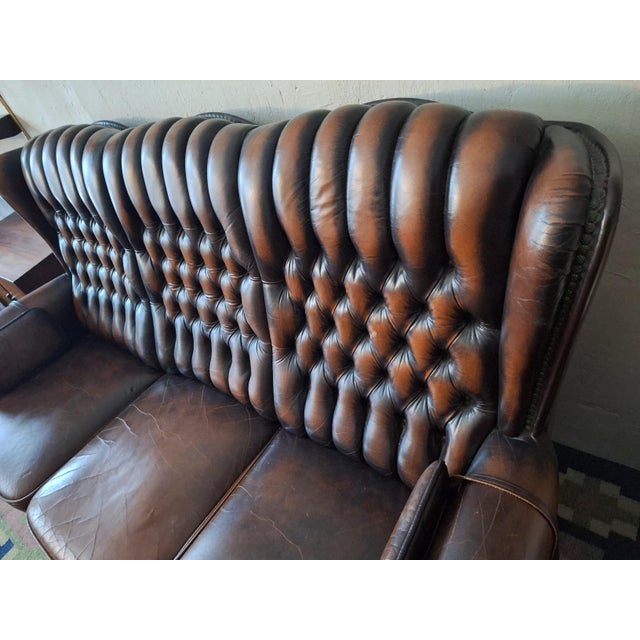 Chesterfield 3-Seater Sofa in Chestnut-Coloured Leather For Sale - Image 17 of 18