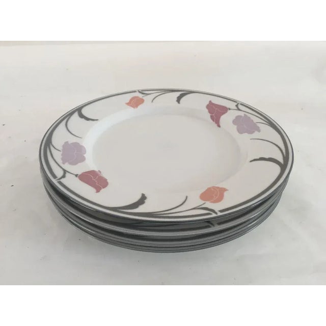 1990's Vintage Dansk Tivoli Belles Fleur-Gray Design Pattern 9" D Set of four Plates Excellent! Discontinued in 1992