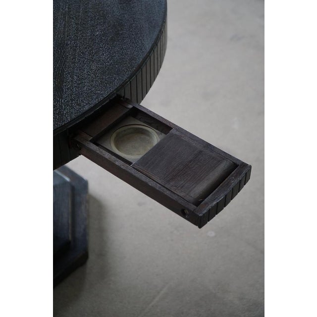 Vintage Danish Round Art Deco Console Table in Ebonized Oak, 1930s For Sale - Image 10 of 18