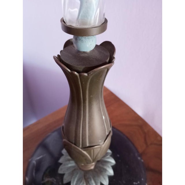 Table Lamp with Marble Base and Bronze Leaf Decoration, Italy, 1950s For Sale - Image 14 of 18
