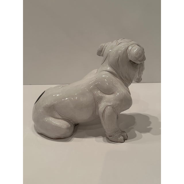 Terracotta Italian Black and White Bulldog Sculpture For Sale - Image 9 of 12