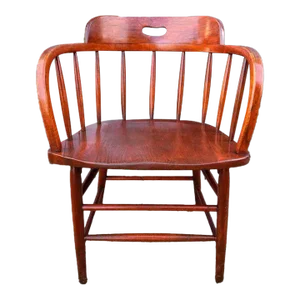 Early 20th Century Antique Spindle Back Oak Captain's Chair