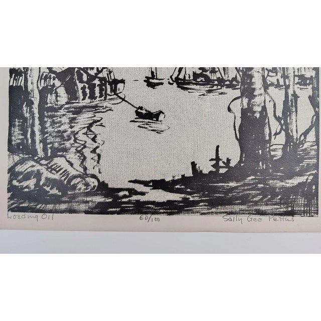 Mid 20th Century Vintage Sally Gee Pettus Texas Gulf Coast Harbor Lithographs - Set of 3 For Sale - Image 5 of 8