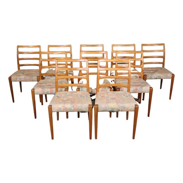 Mid 20th Century Danish Ladder Back Chairs - 10 Pieces For Sale