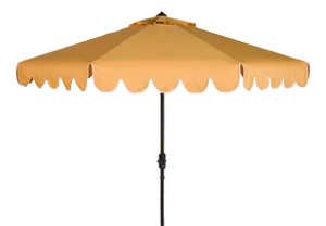 Single Scallop 9 Ft Crank Outdoor Push Button Tilt Umbrella in Yello & White