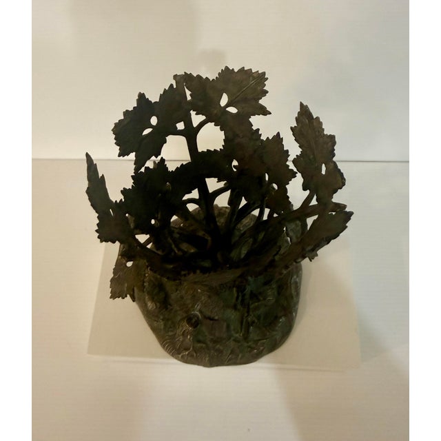 Vintage Art Nouveau Style Grapevine Cast Metal Sculptural Jardinere 8” Tall X 5” Diameter For Sale In Phoenix - Image 6 of 11