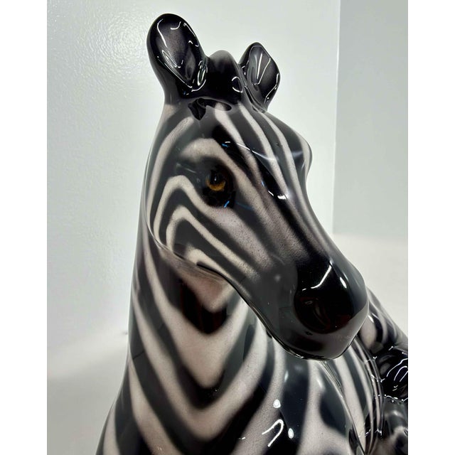 Glazed Ceramic Zebra Sculpture, Bassano, 2000s For Sale - Image 6 of 10