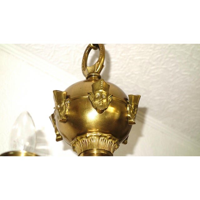 1940s Antique French Brass 6-Light Putti Chandelier, 1940s For Sale - Image 5 of 11