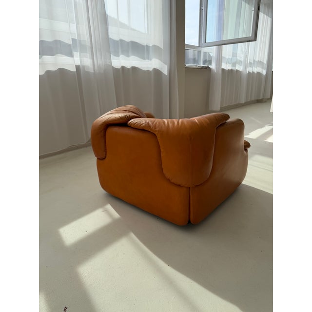 Vintage Italian Cognac Leather Confidential Lounge Chair by Alberto Rosselli for Saporiti, 1970s For Sale - Image 11 of 18