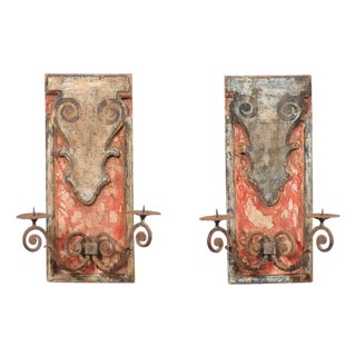 19th Century Italian Wall Mounted Candle Sconces - A Pair For Sale