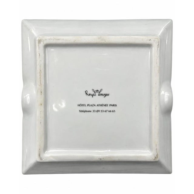 White Vintage Hotel Plaza Athénée Paris Porcelain Ashtray Catchall Dish For Sale - Image 8 of 9
