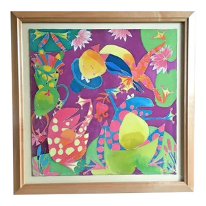 Vintage Batik Painting by Lilia Kim Signed & Framed