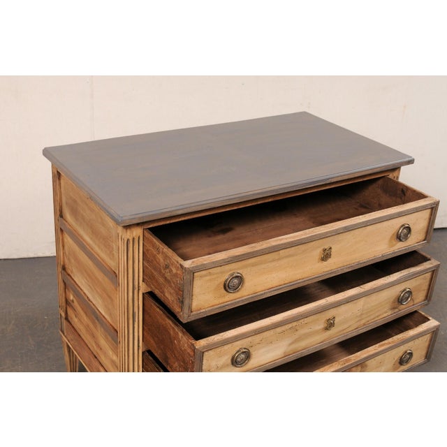 Neoclassic French Commode, Bleached with Grey For Sale - Image 9 of 11