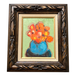 Contemporary Original Alexandra Brown Abstract Floral Still Life Oil Painting Chunky Vintage Frame