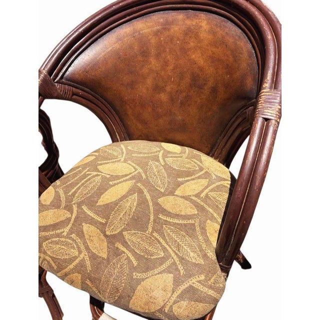 1970s Elevate Your Home Bar With This Set of 3 Premium Hooker Furniture Leather & Rattan Swivel Barstools! For Sale In Raleigh - Image 6 of 10