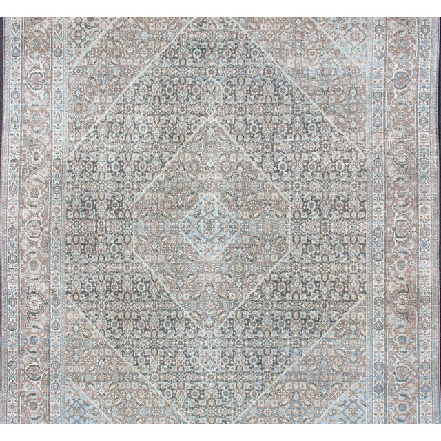 Medium Blue and Gray Background Persian Tabriz Rug With All-Over Herati Design 8'6 X 11'7 For Sale - Image 12 of 18