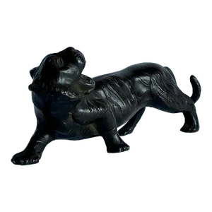 1920s Bronze Roaring Mountain Lion Figurative Sculpture -