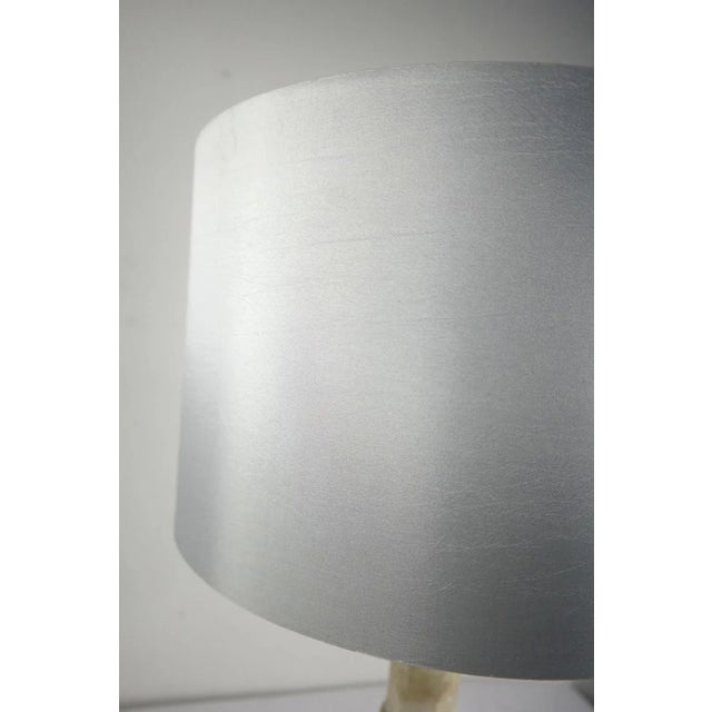 Stone Agate Stone Table Lamp with Satin Lampshade, 1970s For Sale - Image 7 of 9