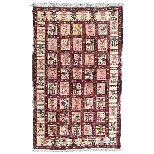 Silk Verneh Soumak Embroidered Flat Rug For Sale