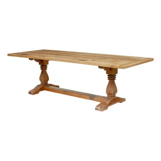 19th Century Carved Pine Refectory Dining Table, 1890 For Sale