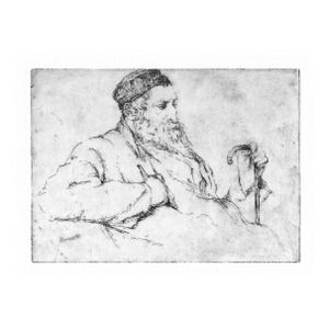 1920s William Meyerowitz Rabbi With Cane Etching
