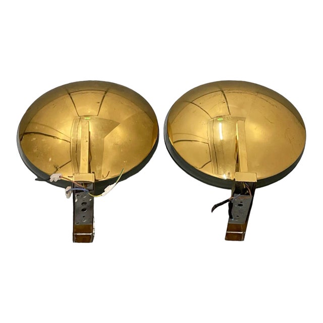 Italian Large Mid-Century Brass Sconces, 1950s, Set of 2 For Sale
