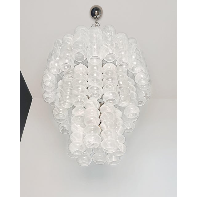 Glass Large Murano Glass 3-Tier Tube Chandelier, 1990s For Sale - Image 7 of 18