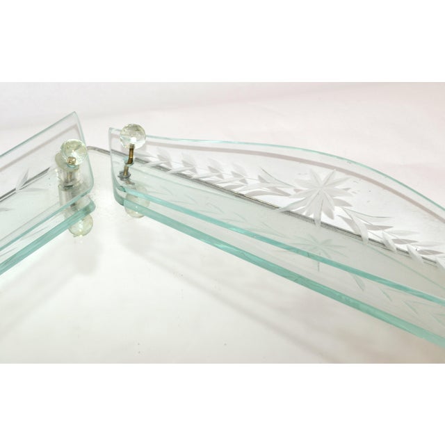 1930 Art Deco Venetian Etched Mirror Tray Serving Platter Glass Ball Decor Italy For Sale - Image 14 of 17
