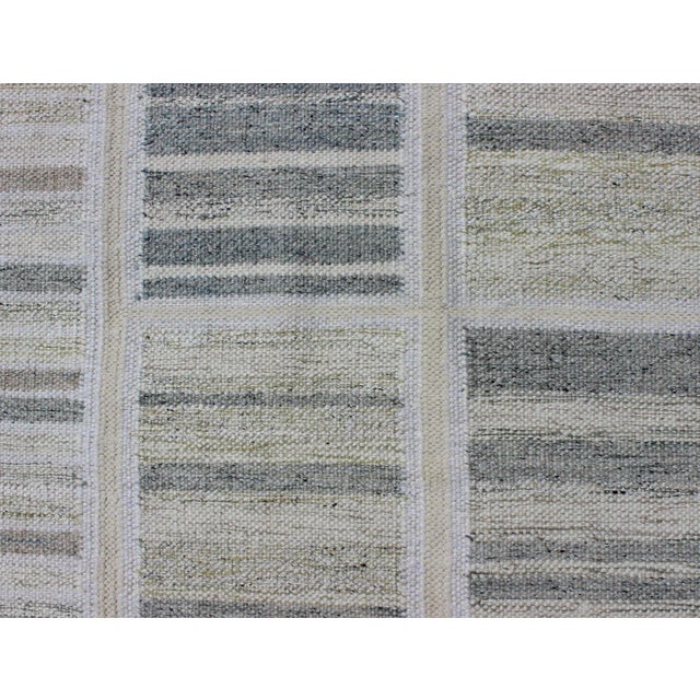 Neutral Stripe Pattern Modern Scandinavian Flat-Weave Rug by Keivan Woven Arts For Sale - Image 9 of 11
