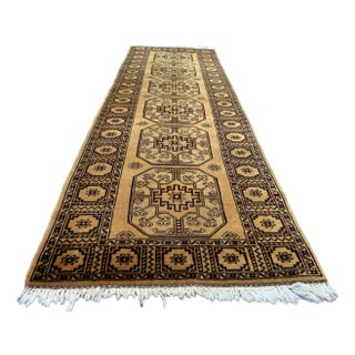 Handmade Tribal Runner Rug in Vegetable Dyed Wool For Sale