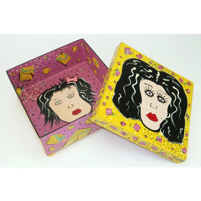 Wood Artist Made Hand Painted Post Modern Box For Sale - Image 7 of 13