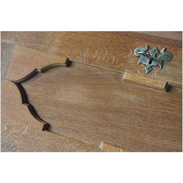 Vintage Oak Fold Down Secretary Bureau in Style of Kjærnulf, 1960s For Sale - Image 18 of 18